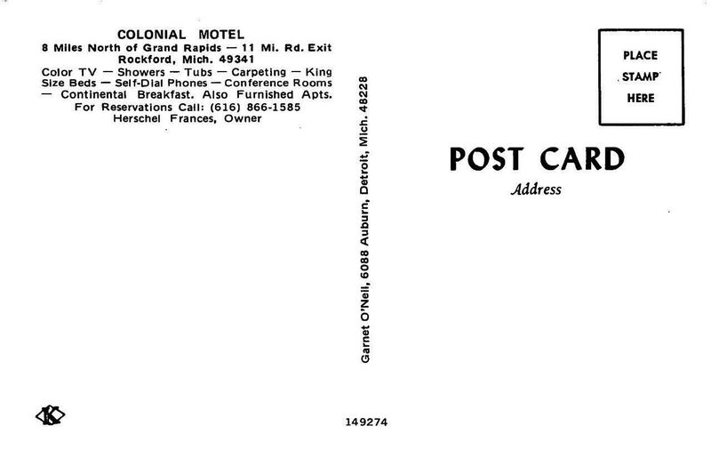 Colonial Motel - Vintage Postcard (newer photo)